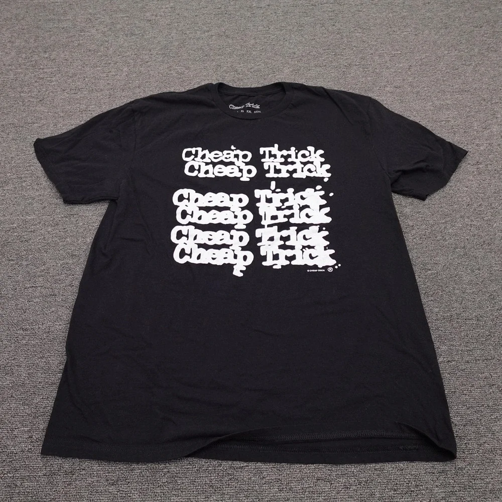 Cheap Trick Shirt Mens Large Black Logo Graphic Tee Band Rock Tagless Music